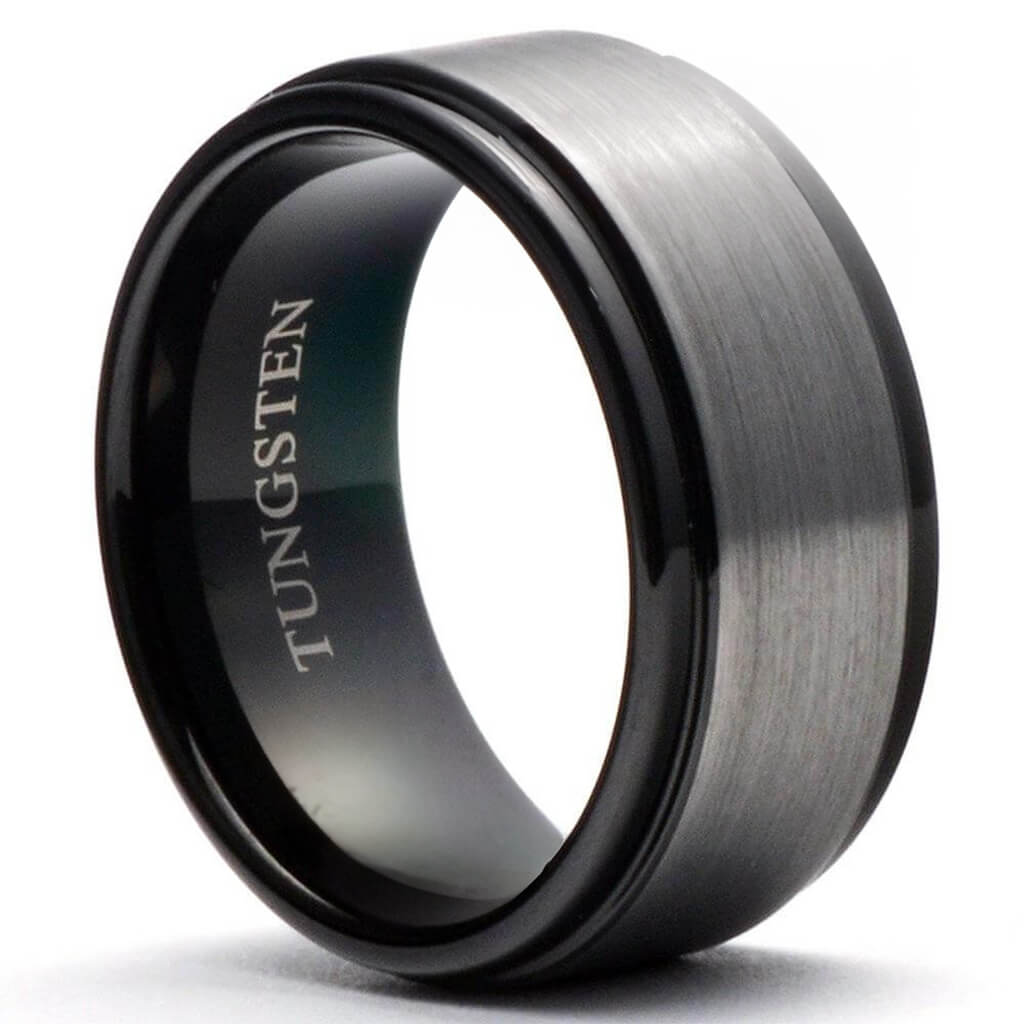 ATOR Black & Gun Metal Tungsten Ring 10mm - Gaboni Jewelers