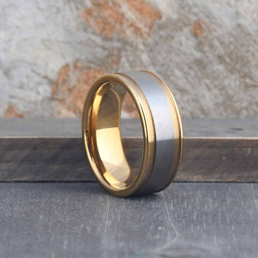 Hero Gold Tungsten Gunmetal Men's Wedding Band 9mm - Gaboni Jewelers