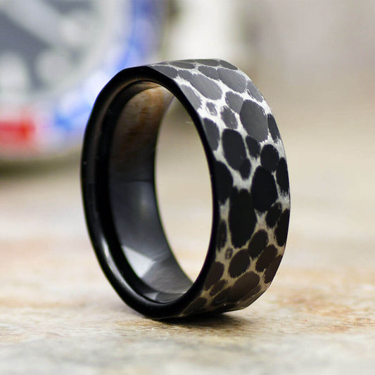 TERRY Black Tungsten Ring for Men Hammered Snake Gaboni Jewelers