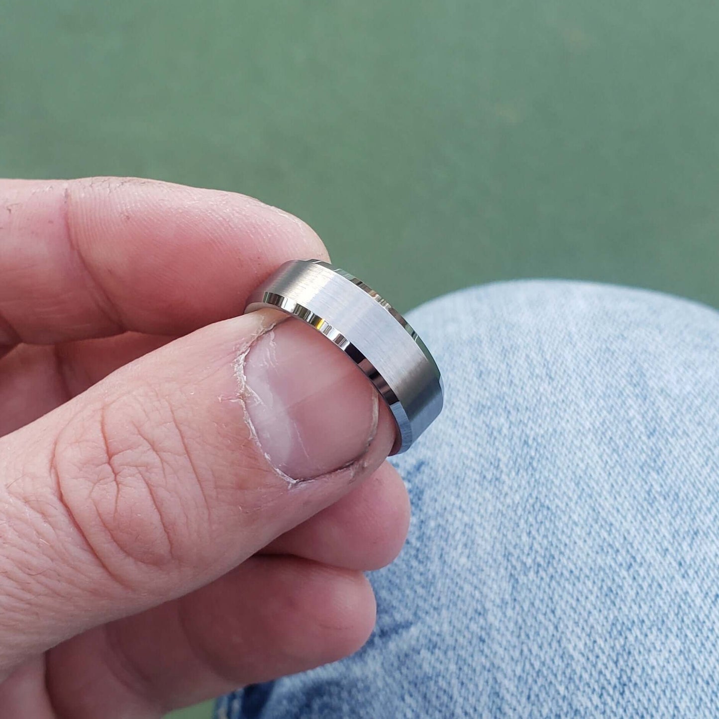 ZALTOR Brushed Tungsten Carbide Wedding Band & Beveled Edges