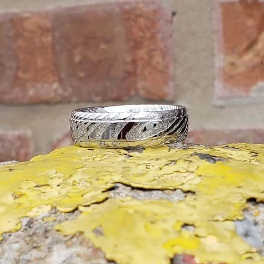 DAXIM Damascus Wedding Band for Men or Women Dome