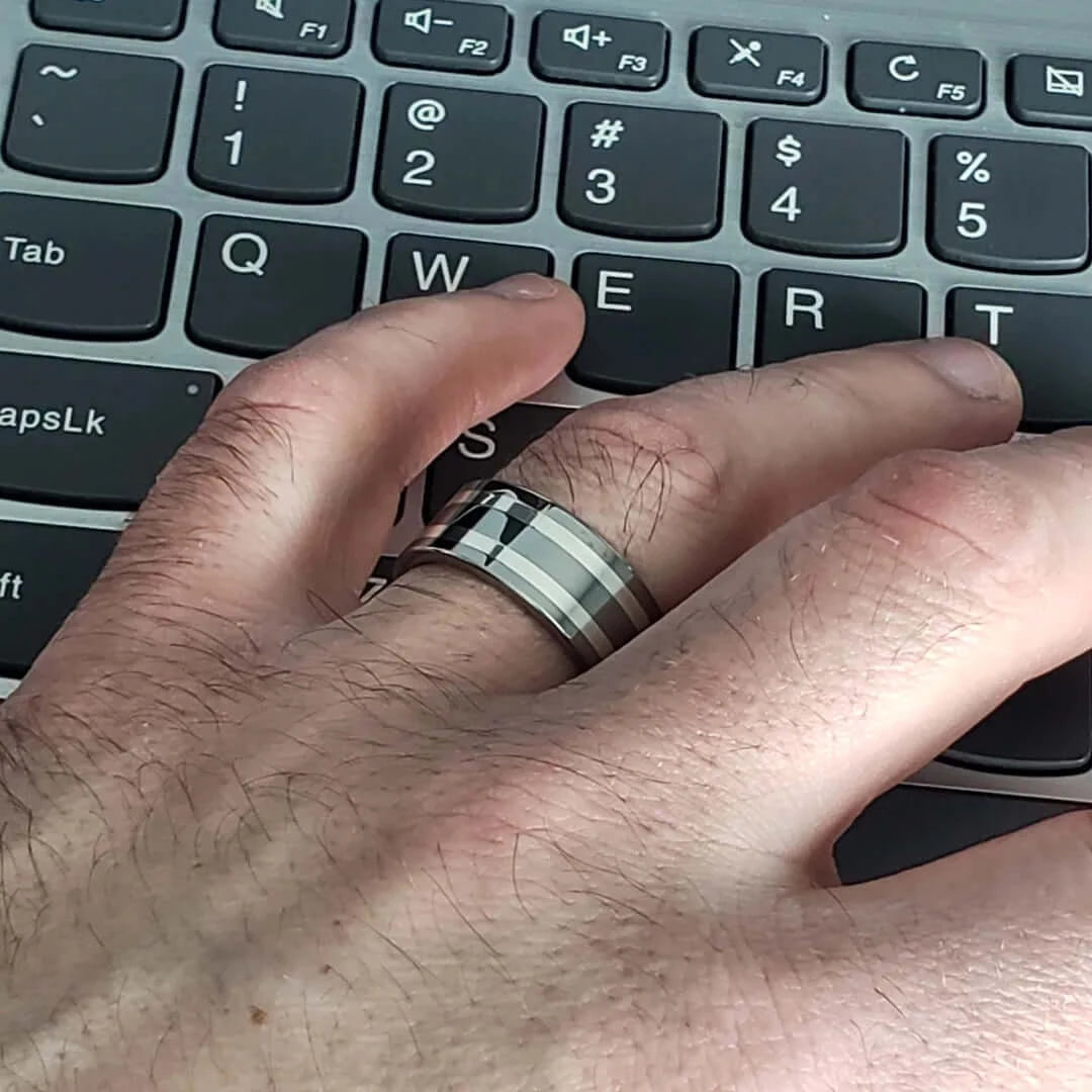 KING Tungsten Men's Wedding Band Duo-Silver Inlay