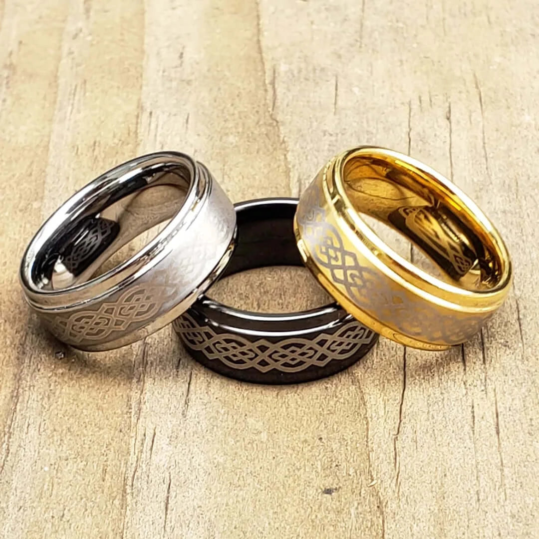 PATOR Knot Tungsten Carbide Celtic Ring Polished Step Edges