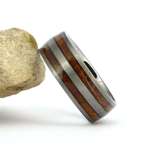 JOHNNIE Whiskey Barrel Men's Wedding Ring in Tungsten c - Gaboni Jewelers