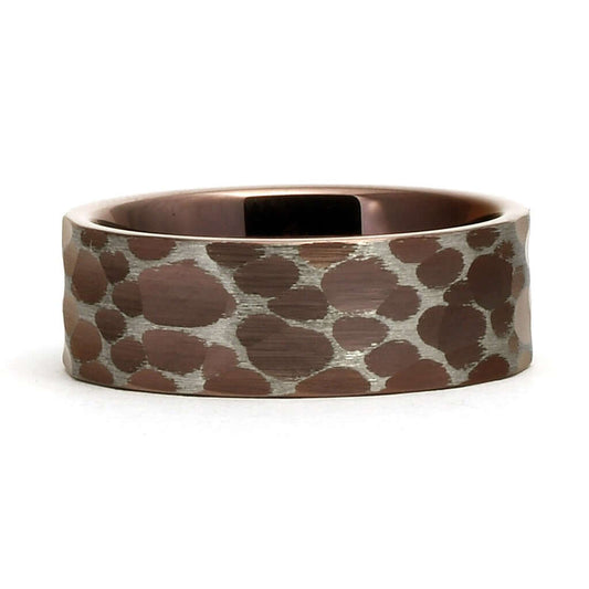 Hammered Tungsten Wedding Ring / Brown - CONAN - Gaboni Jewelers