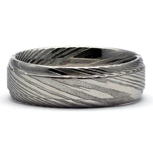 DAXIM Damascus Wedding Band for Men or Women Dome - Gaboni Jewelers