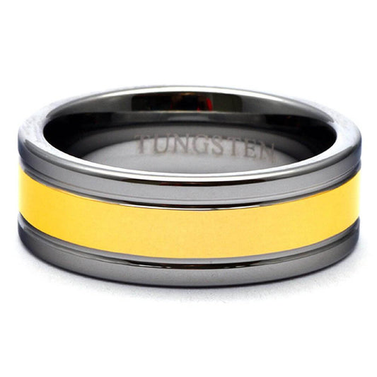 GIDDAN 8mm Grooved 18K Yellow Gold & Tungsten Carbide Ring - Gaboni Jewelers