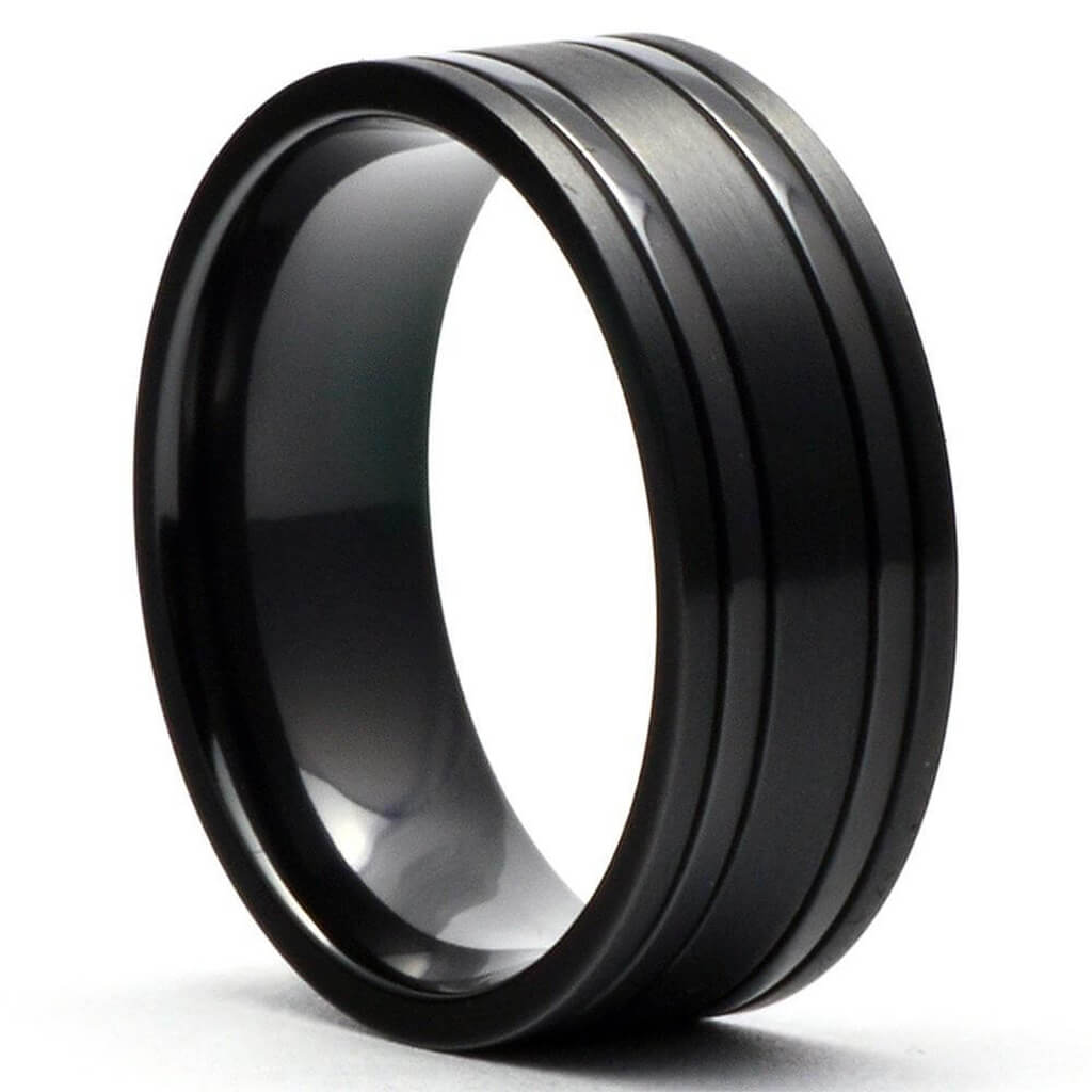 Black Zirconium Ring Men's Ring Black Gaboni Jewelers