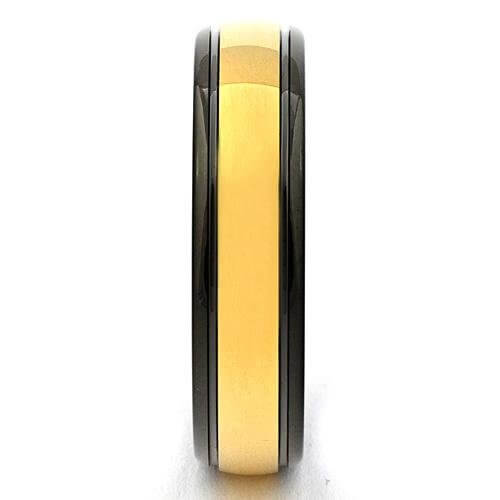 TERRIN 6mm Tungsten Ring Domed Black-Gold Color - Gaboni Jewelers