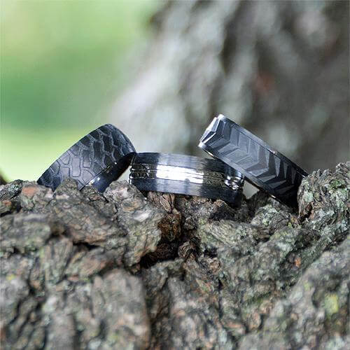 Forged Carbon Rings | Gaboni Jewelers