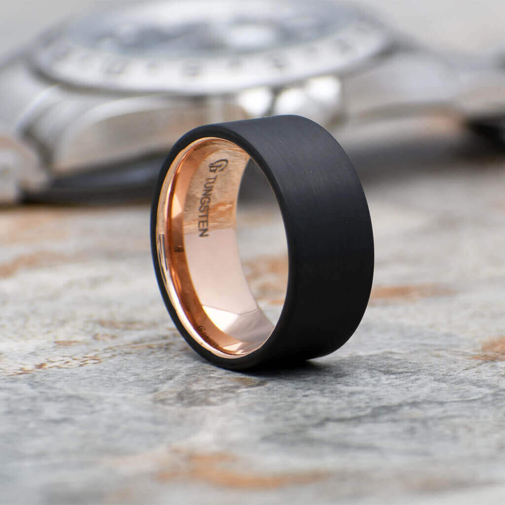 Tungsten Black Men's Wedding Ring Matte 10mm VOLTAN Ring