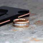 Rose-Gold Tungsten Wedding Ring for Men or Women 7 Stones - Gaboni Jewelers