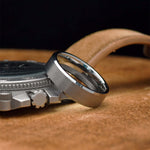 7mm Tungsten Wedding Ring Beveled Edges Brushed - Gaboni Jewelers