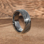 ARTOIS 8mm Brushed Diamond Cut Grooved Tungsten Wedding Band