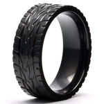  FERRA Men's Wedding Band Black Zirconium Supercar Tire Tread - Gaboni Jewelers