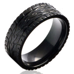 Men's Wedding Ring Black Zirconium Supercar Tire Tread FERRA - Gaboni Jewelers