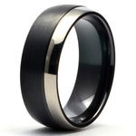 Black Zirconium Offset Men's Wedding Ring Dome GATA - Gaboni Jewelers
