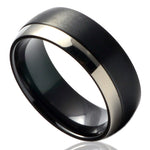 Offset Men's Wedding Band Black Zirconium Dome GATA - Gaboni Jewelers