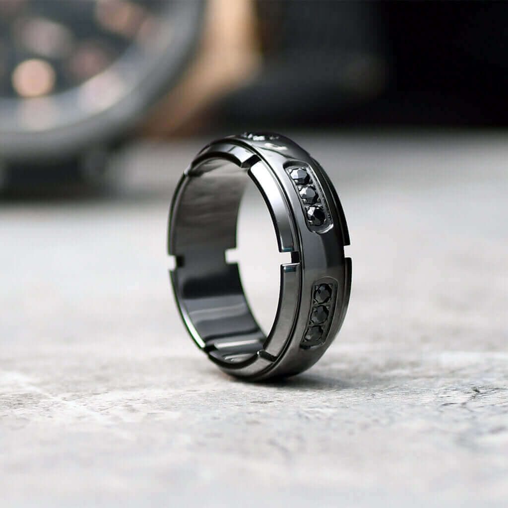 Engagement Ring Black Zirconium Men's Wedding Bands Black