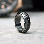 QUANT Black Zirconium Engagement Ring Polished Shiny with Diamonds