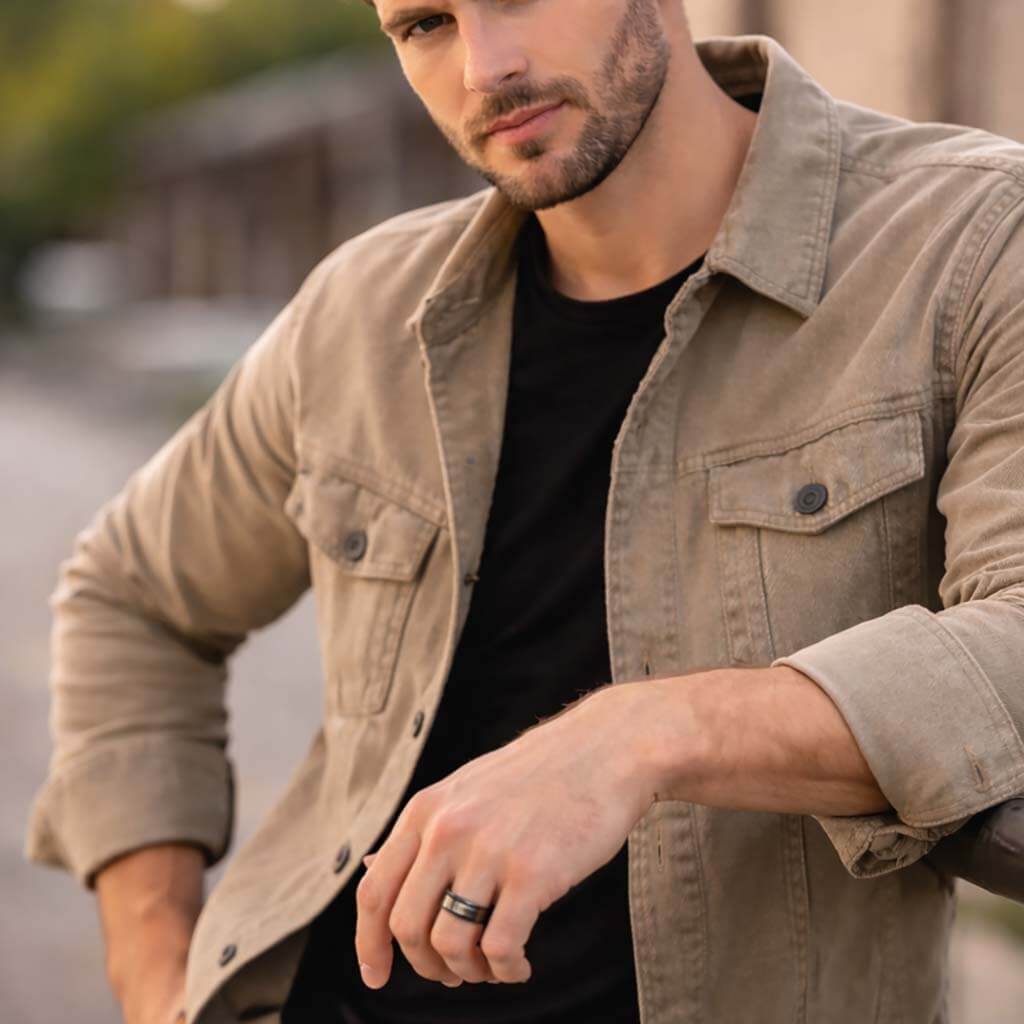 ATOR Black Tungsten Ring Brished Center 8mm