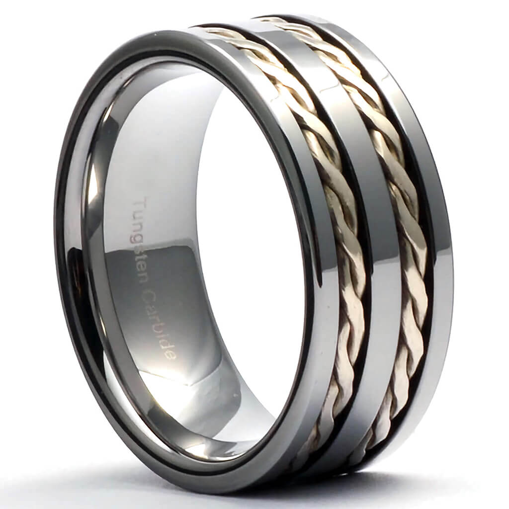 Erton Tungsten Wedding Ring Double 925 Silver Knot - Gaboni Jewelers