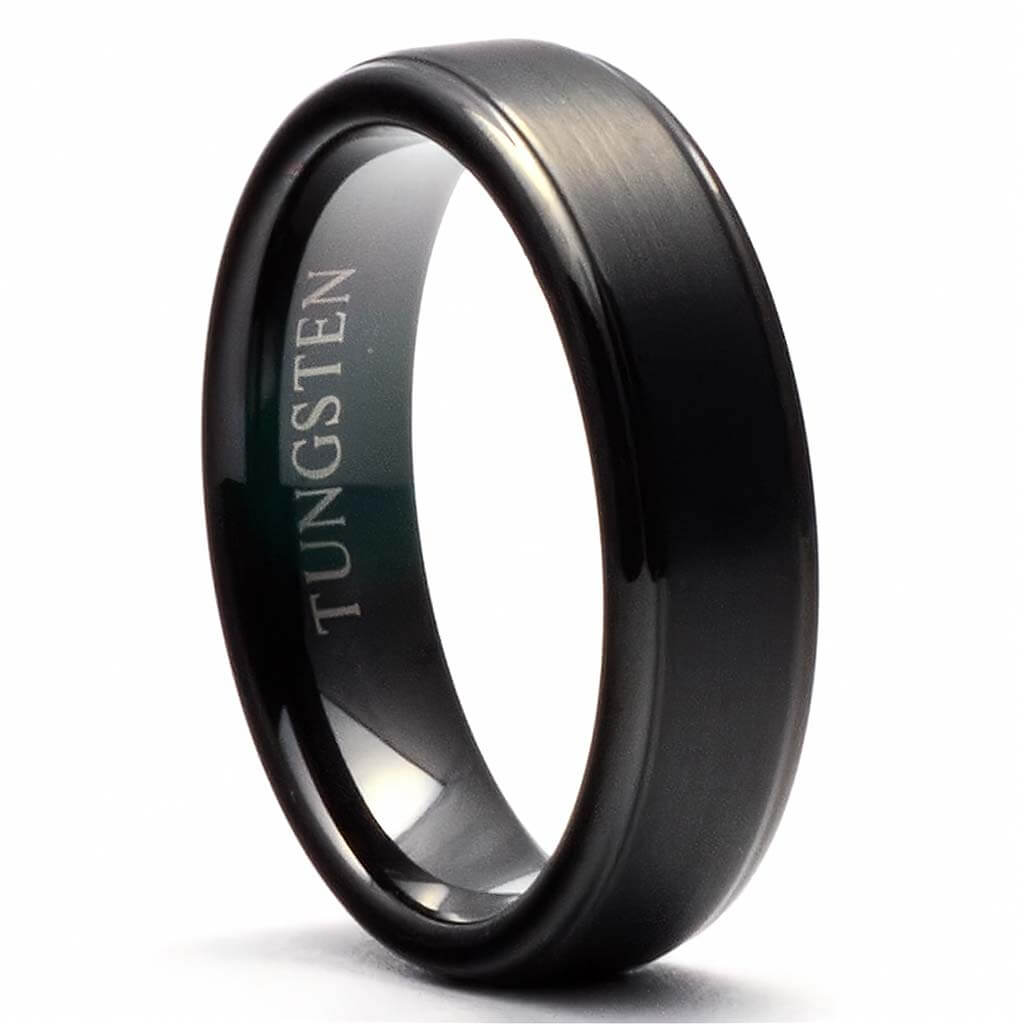 Etot Men's Matte Black Tungsten Wedding Band 6mm Gaboni Jewelers