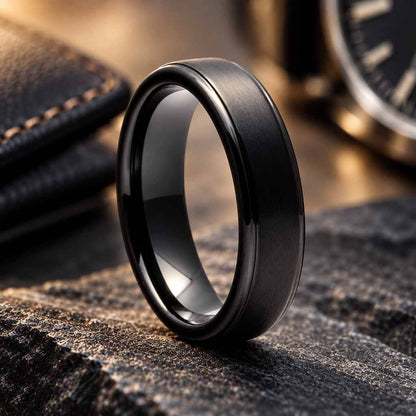 Etot Men's Matte Black Tungsten Wedding Band Ring 6mm Gaboni Jewelers