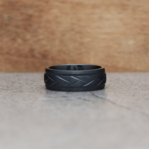 GATTARD Zirconium Men's Black Ring Woven Design
