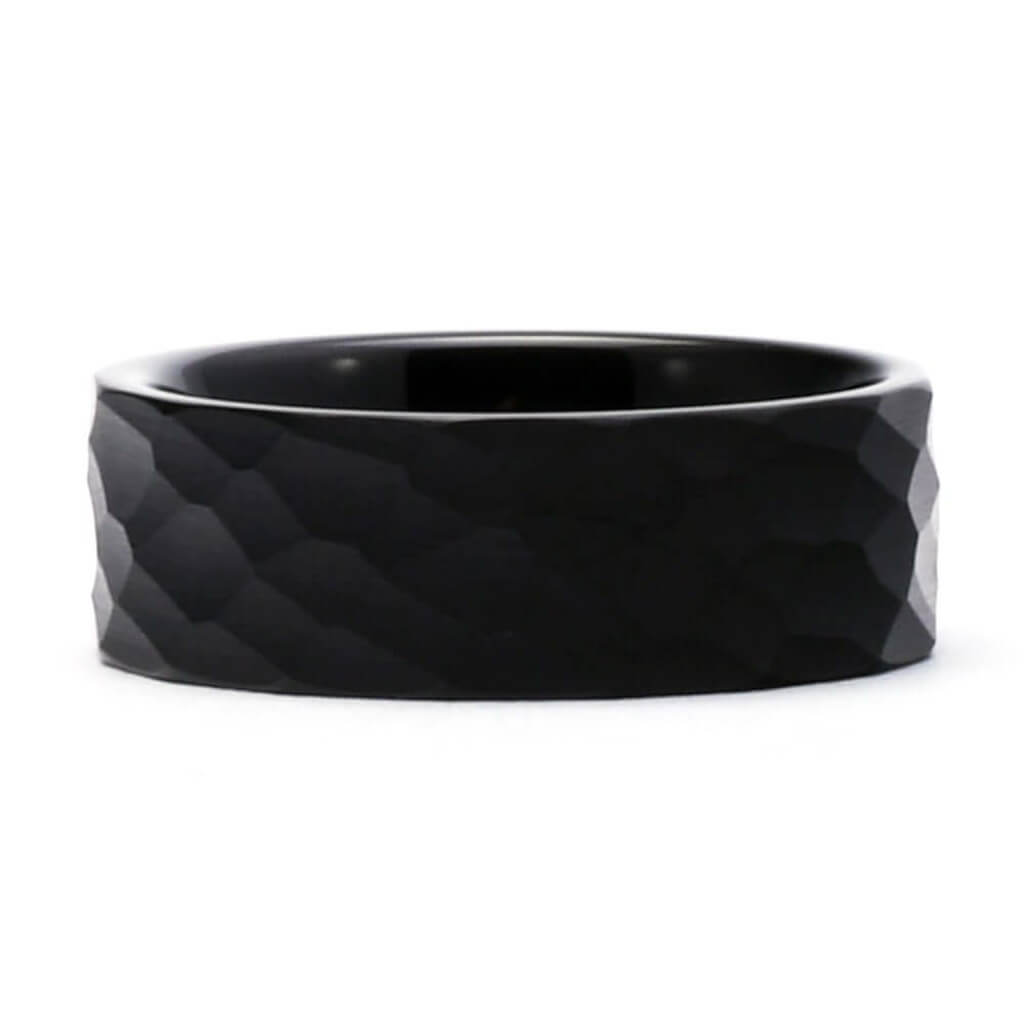 PERS Hammered Black Tungsten Wedding Band for Men 8mm - Gaboni Jewelers