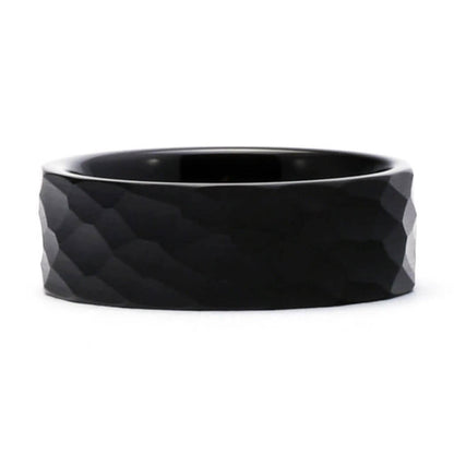 PERS Hammered Black Tungsten Wedding Band for Men 8mm - Gaboni Jewelers