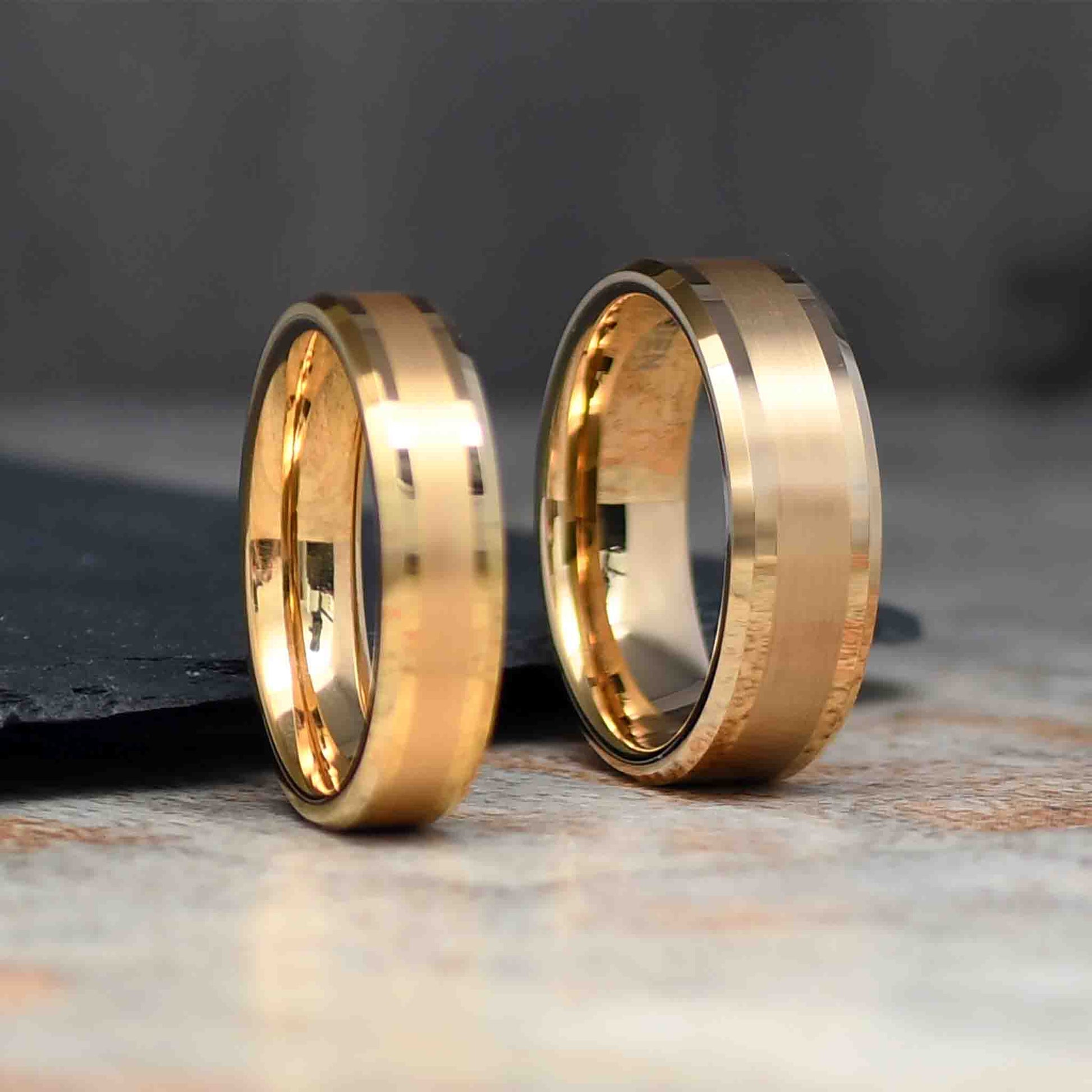 Gold Plated Tungsten Men's Wedding Band 6mm or 8mm