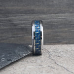 JART Tungsten Wedding Band Blue Carbon Fiber Inlay