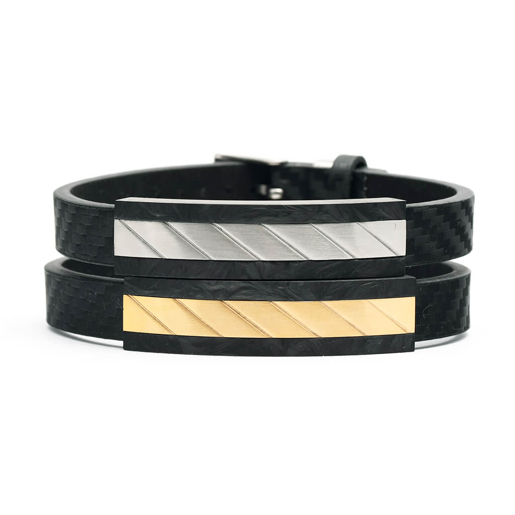Men's Black Bracelet with Metal Bar – THE AXEL