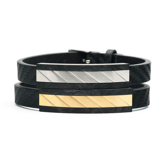 Men's Black Bracelet with Metal Bar – THE AXEL