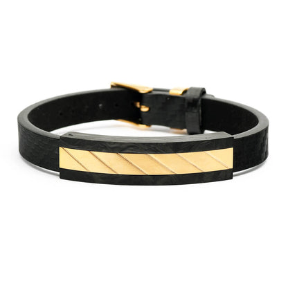 Men's Black Bracelet with Metal Bar Gold – THE AXEL