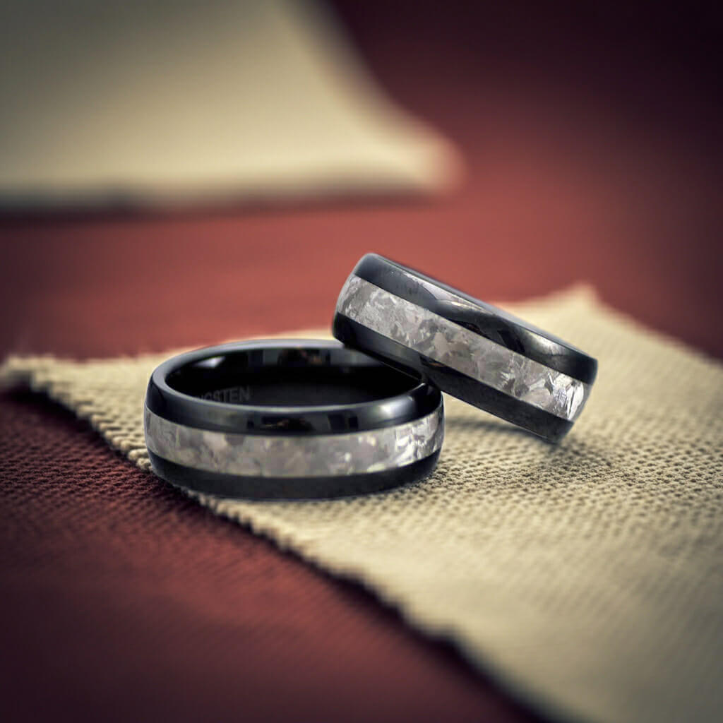 DUNE Black Tungsten Ring with Meteorite Set - Gaboni Jewelers
