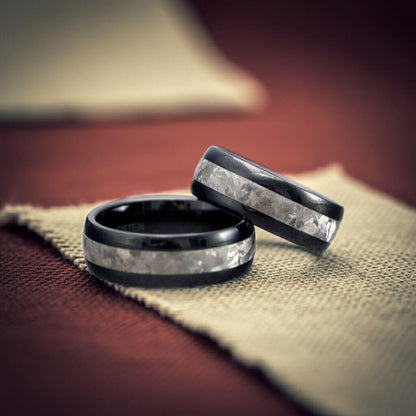 DUNE Black Tungsten Ring with Meteorite Set - Gaboni Jewelers
