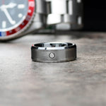 GAUTIER Alianza de boda con diamantes y circonitas cúbicas solitarias de tungsteno de 8 mm
