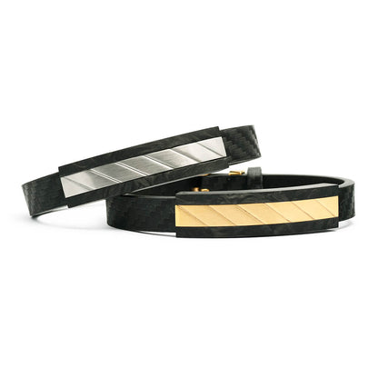 Men's Black Bracelet with Metal Bar Both – THE AXEL