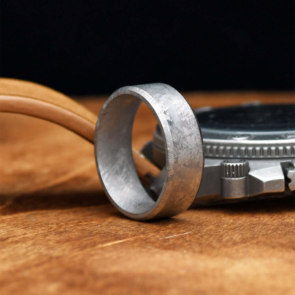 Meteorite Wedding Ring for Men Beveled - MARS