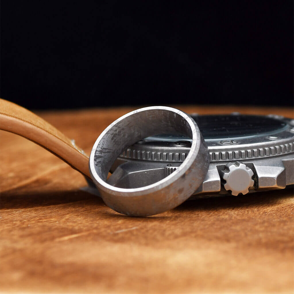 Meteorite Wedding Ring for Men Beveled - MARS