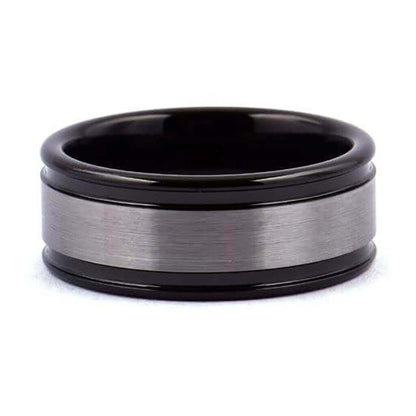 BANDIN Mens Black Wedding Band Gunmetal Tungsten Ring - Gaboni Jewelers