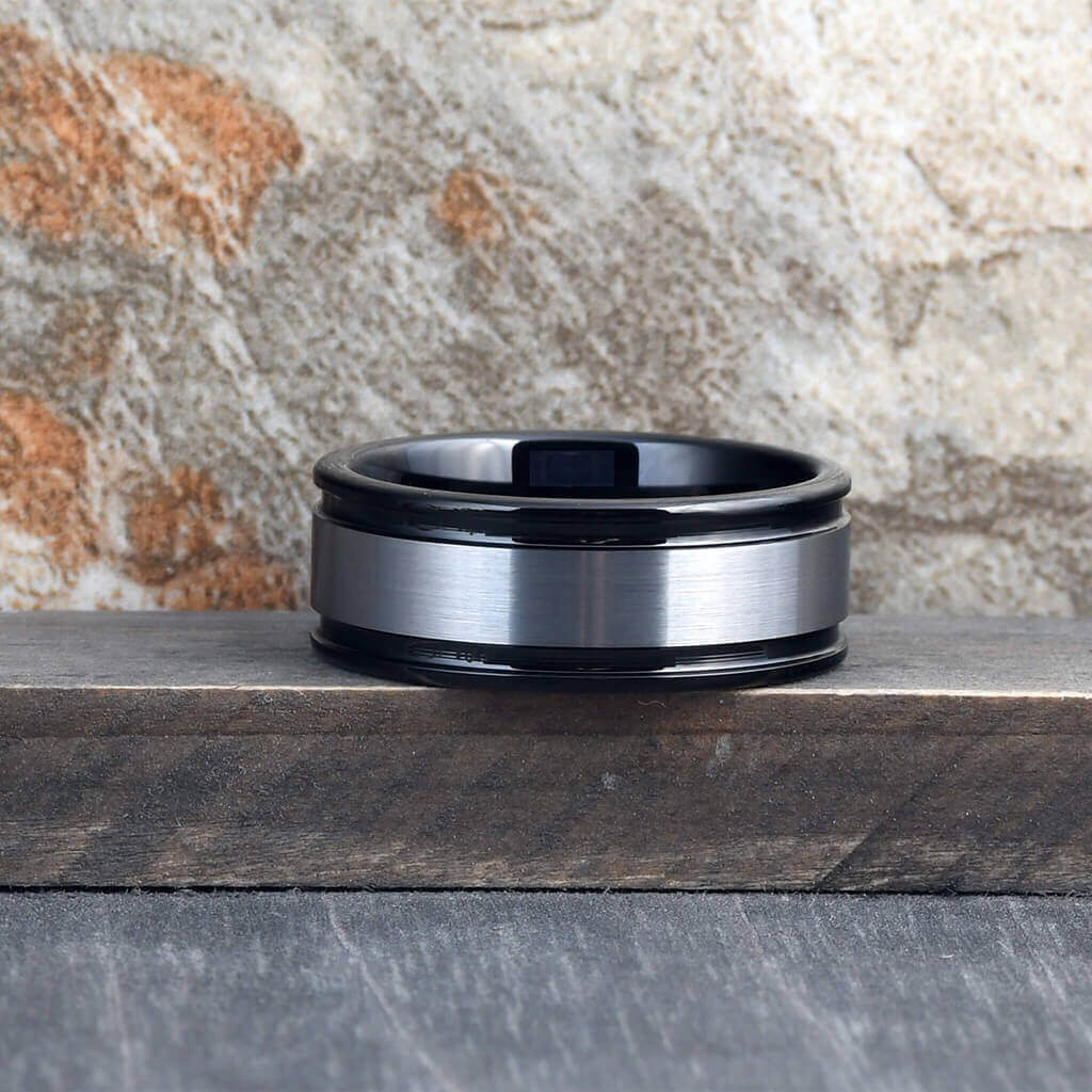 Mens Black Wedding Band - Gunmetal Ring - BANDIN | Gaboni – Gaboni