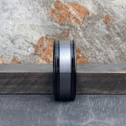 BANDIN Gunmetal Tungsten Carbide Ring for Men Black - Gaboni Jewelers