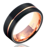 Black Tungsten Wedding Ring Offset Rose Gold Stripe - Gaboni Jewelers -PASTEUR