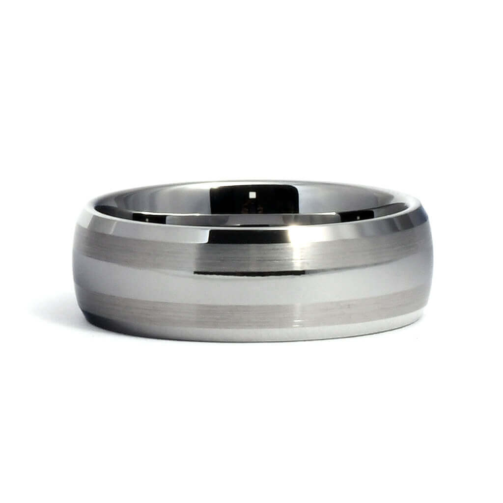 Wolfram-Herren-Ehering: 8 mm, Kuppel, 2 Streifen – THOR