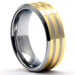 Gold Tungsten Band Ring Beveled - SCOT