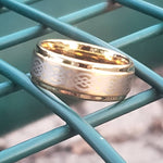 Gold Knot Tungsten Wedding Ring Step Edges CARER