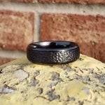 Black Zirconium Men's Wedding Ring Hammered - HAPERT